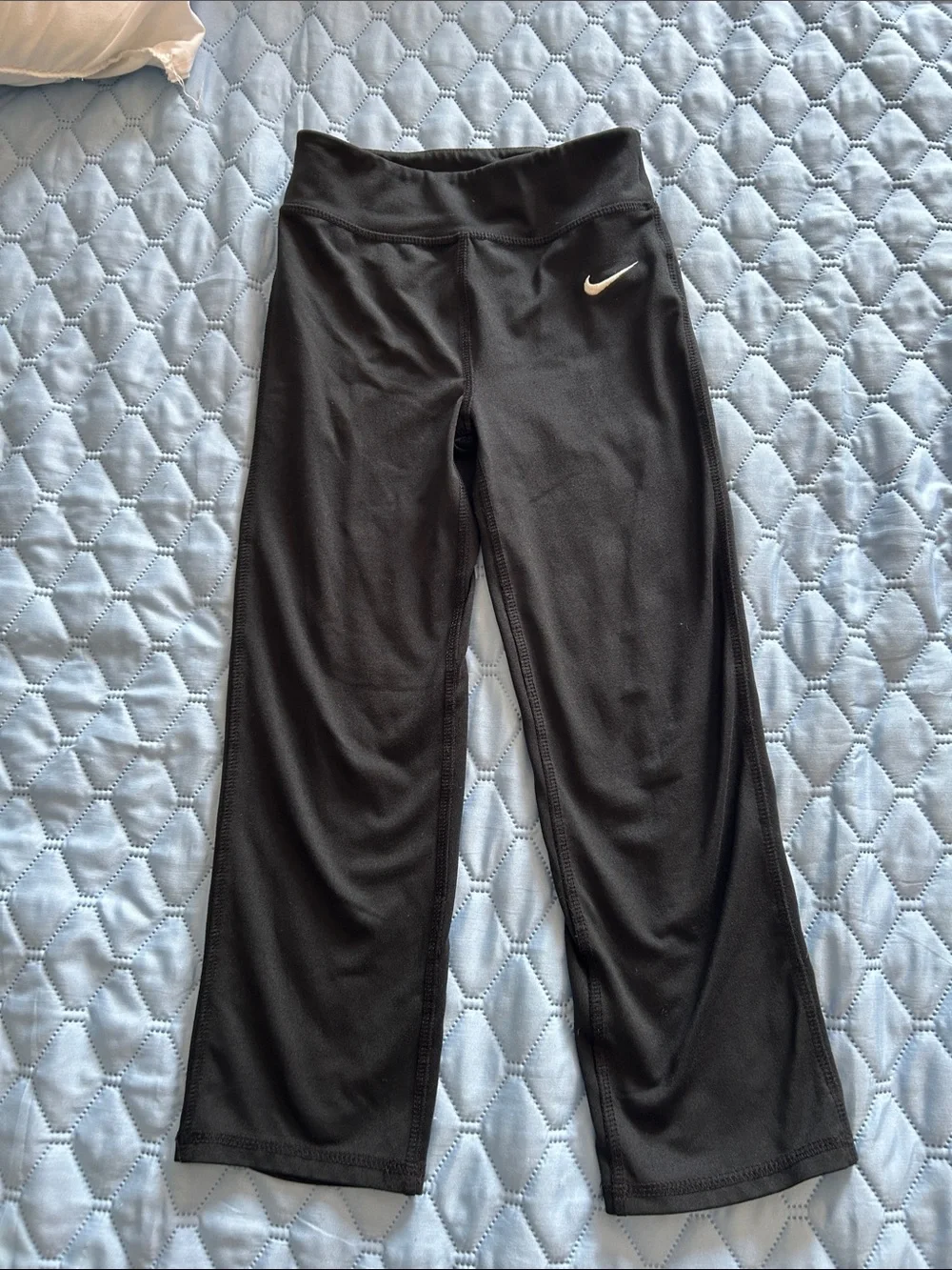 Nike Kids Black Leggings with White Swoosh